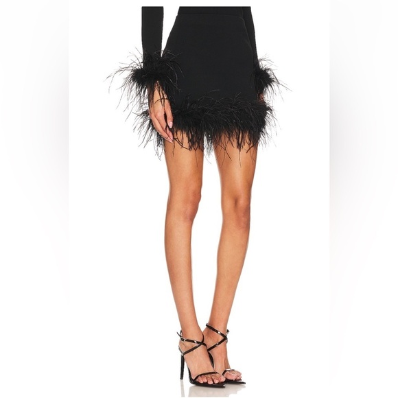 NWT ASTR THE LABEL - Keily black feather trim skirt - Size Small - Picture 3 of 10